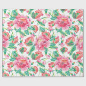 Schönes, helles Girly Pink Blume Muster Geschenkpapier (Flach)