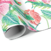 Schönes, helles Girly Pink Blume Muster Geschenkpapier (Rolleneckpunkt)