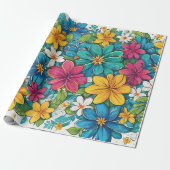 Schönes helles, lebendiges Blumenmuster Geschenkpapier (Ungerollt)