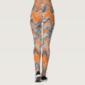 Schönes, helles Orange Wavy Curvy Lined Muster Leggings (Rückseite)