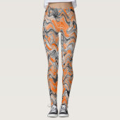Schönes, helles Orange Wavy Curvy Lined Muster Leggings (Vorderseite)