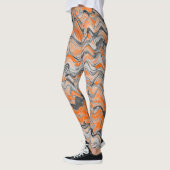 Schönes, helles Orange Wavy Curvy Lined Muster Leggings (Links)