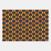 Schönes, helles Schwarzes Pinstripe Kente Geschenkpapier Set (Vorderseite)