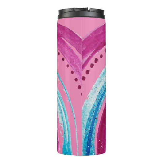Schönes, hellrosa Regenbogendesign Thermosbecher (Rückseite)