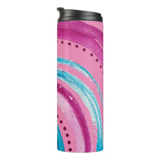 Schönes, hellrosa Regenbogendesign Thermosbecher (Nach rechts gedreht)