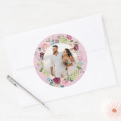 Schönes hellrosa Rose Spray Wedding Foto Runder Aufkleber (Umschlag)