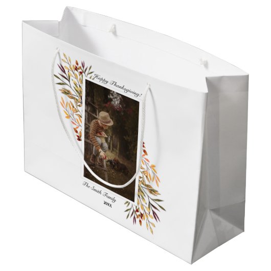 Schönes Herbst-Erntedank-Foto Große Geschenktüte (Rückseite Schrägansicht)