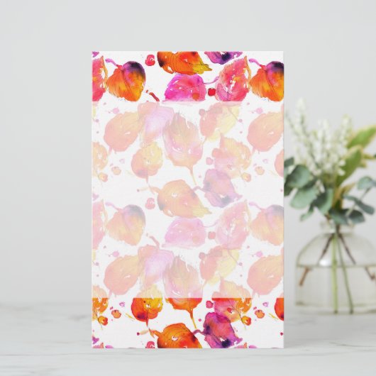 Schönes Herbstblatt mit Aquarellfarbe Briefpapier (Stehend Vorderseite)