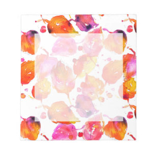 Schönes Herbstblatt mit Aquarellfarbe Notizblock