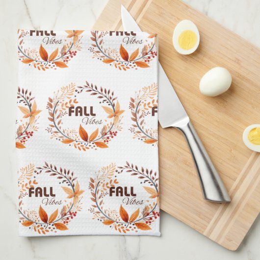 Schönes Herbstlaub Muster | Fall Vibes White Geschirrtuch (Viertel Falte)