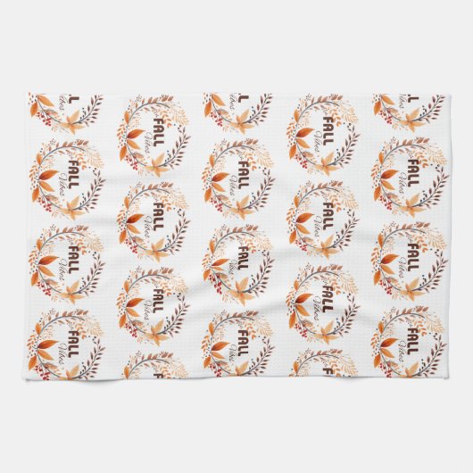 Schönes Herbstlaub Muster | Fall Vibes White Geschirrtuch (Horizontal)