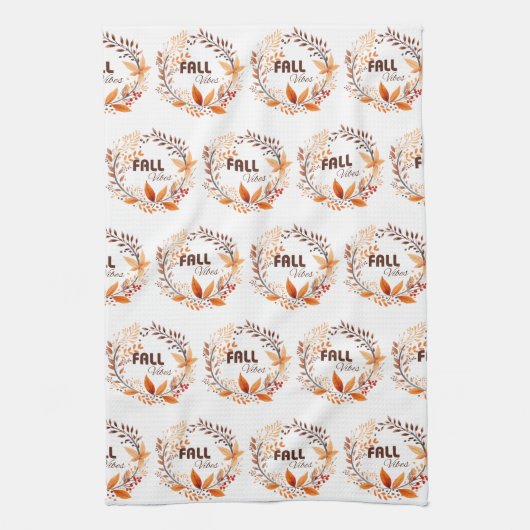 Schönes Herbstlaub Muster | Fall Vibes White Geschirrtuch (Vertikal)