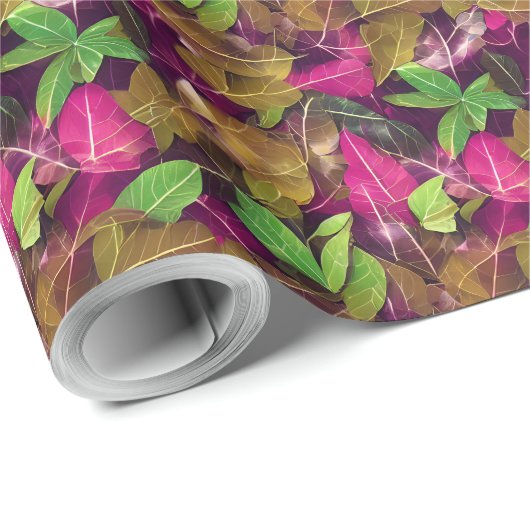 Schönes Herbstlaub-Muster im Herbst Geschenkpapier (Rolleneckpunkt)