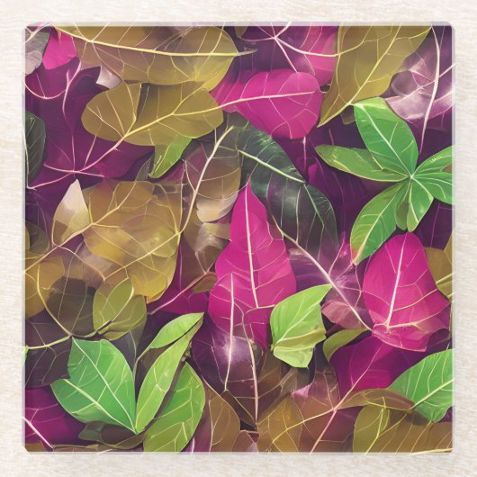 Schönes Herbstlaub-Muster im Herbst Glasuntersetzer (Vorderseite)