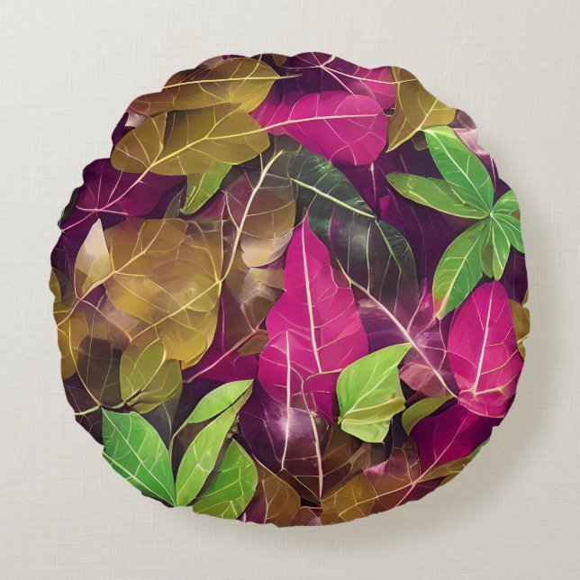 Schönes Herbstlaub-Muster im Herbst Rundes Kissen (Vorderseite)