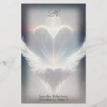 Schönes Herz Angel Wings Monogram Stationery