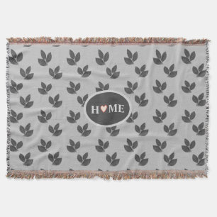 Schönes Herz Heim & Lorbeerblätter auf Grau Decke