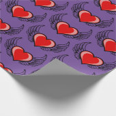 schönes Herz mit Tätowierung und Flügeldesign Geschenkpapier (Ecke)