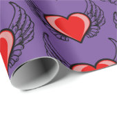 schönes Herz mit Tätowierung und Flügeldesign Geschenkpapier (Rolleneckpunkt)