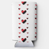 Schönes Herz-Muster in Rot und Schwarz Selters Dosenkühler (Rückseite)