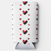 Schönes Herz-Muster in Rot und Schwarz Selters Dosenkühler (Vorderseite)