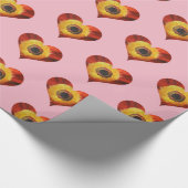 Schönes Herz Sonnenblumen glänzende Wrapping Paper Geschenkpapier (Ecke)