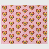 Schönes Herz Sonnenblumen glänzende Wrapping Paper Geschenkpapier (Flach)
