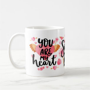 Schönes Herzdesign mit fett formatierten Lieben Kaffeetasse