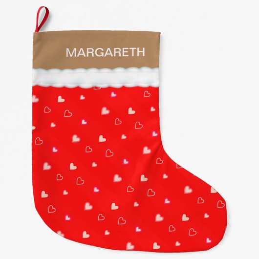 Schönes Herzmuster Großer Weihnachtsstrumpf (Vorderseite)