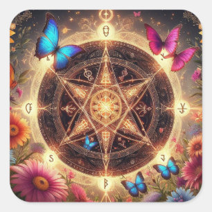 Schönes Hexen-Pentagramm4 Quadratischer Aufkleber