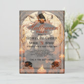 Schönes Hexenmädchen in schwarzem Kleid Einladung (Stehend Vorderseite)