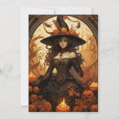 Schönes Hexenmädchen in schwarzem Kleid Einladung (Rückseite)