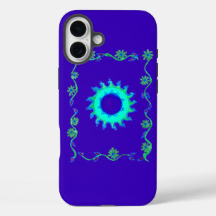 Schönes Himmelblau Blumendesign iPhone 16 Plus Hülle