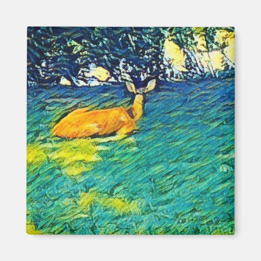 Schönes Hirschnapping auf dem Rasen Magnet (Vorne)