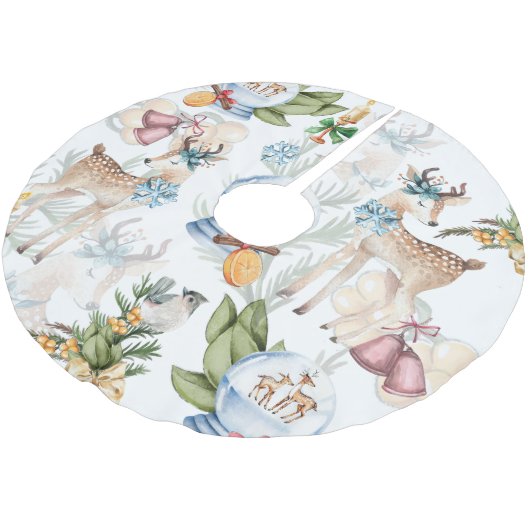 Schönes Hirschwasser Weihnachten Polyester Weihnachtsbaumdecke (Schrägansicht)