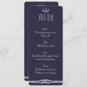 Schönes Hochzeitmenü mit blauen Ankern Menükarte (Vorne/Hinten)