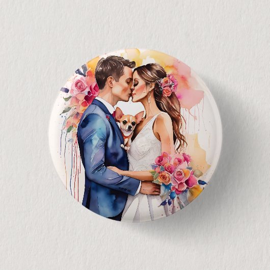 Schönes Hochzeitscouch mit Niedlichem Funny Button (Vorderseite)