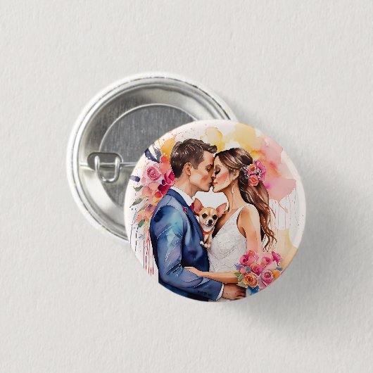 Schönes Hochzeitscouch mit Niedlichem Funny Button (Vorne & Hinten)