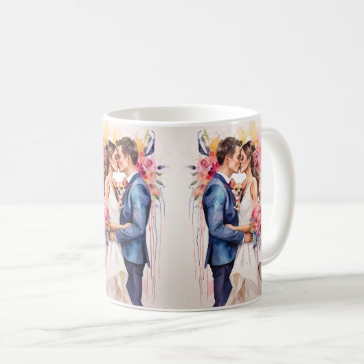 Schönes Hochzeitscouch mit Niedlichem Funny Kaffeetasse (VorderseiteRechts)