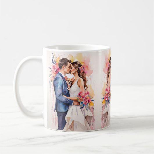 Schönes Hochzeitscouch mit Niedlichem Funny Kaffeetasse (Links)