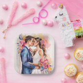 Schönes Hochzeitscouch mit Niedlichem Funny Pappteller (Party)