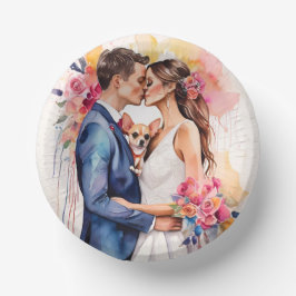 Schönes Hochzeitscouch mit Niedlichem Funny Pappteller