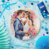 Schönes Hochzeitscouch mit Niedlichem Funny Pappteller (Party)