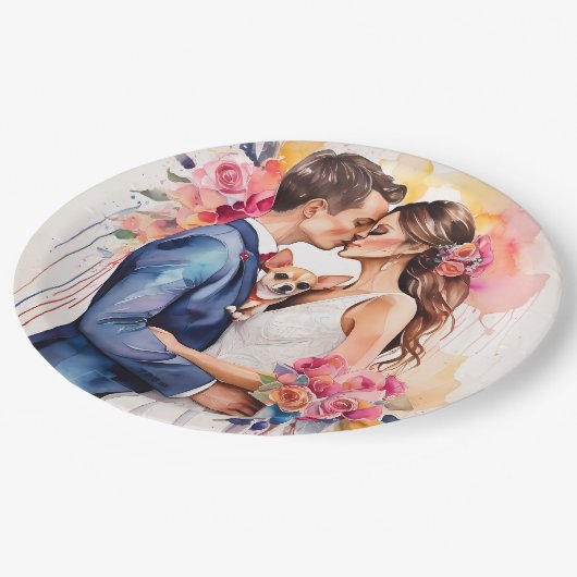 Schönes Hochzeitscouch mit Niedlichem Funny Pappteller (Schrägansicht)