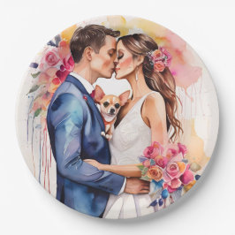 Schönes Hochzeitscouch mit Niedlichem Funny Pappteller