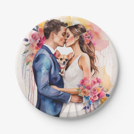 Schönes Hochzeitscouch mit Niedlichem Funny Pappteller
