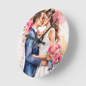Schönes Hochzeitscouch mit Niedlichem Funny Runde Wanduhr (Winkel)