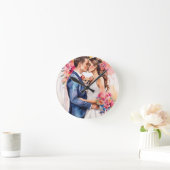 Schönes Hochzeitscouch mit Niedlichem Funny Runde Wanduhr (Zuhause)