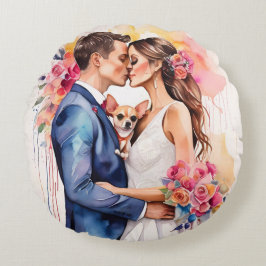 Schönes Hochzeitscouch mit Niedlichem Funny Rundes Kissen