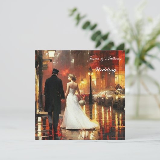 Schönes Hochzeitskleid Tuxedo Einladung (Stehend Vorderseite)